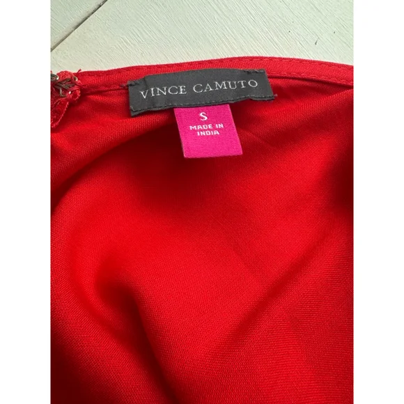Vince Camuto NWT | Red V-Neck Tie-Shoulder Asymmetric Jumpsuit | Size S - Picture 11 of 12